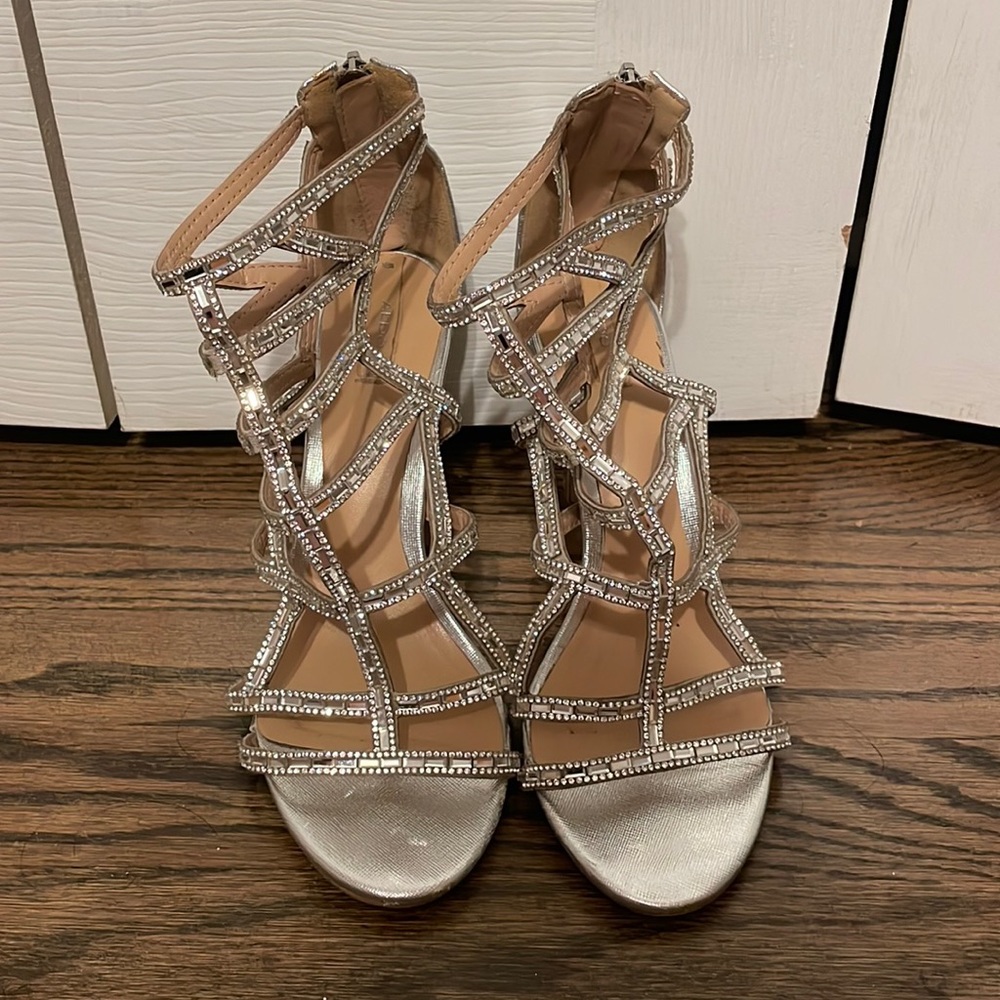 ALDO NORTA RHINESTONE HIGH HEELS/CAGED SANDALS
